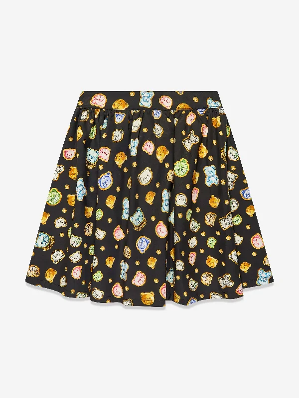 Moschino Girls Teddy Bear Gems Skirt in Black cashmere skirt fine