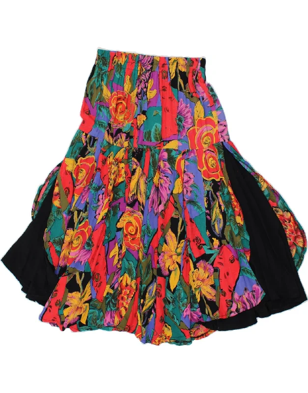 VINTAGE Womens Gypsy Skirt W26 Small  Multicoloured Floral ruffled skirt detail
