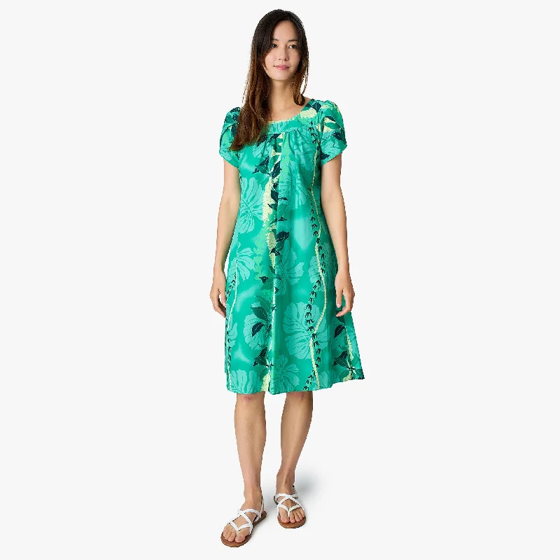 Maile Monstera Panel Tulip Sleeve Dress Tunics Yoga stretchy