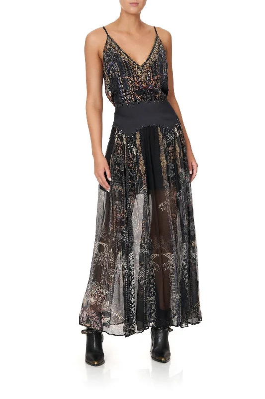 MAXI SKIRT WITH SHAPED YOKE SON OF SEVEN QUEENS leather skirt sleek