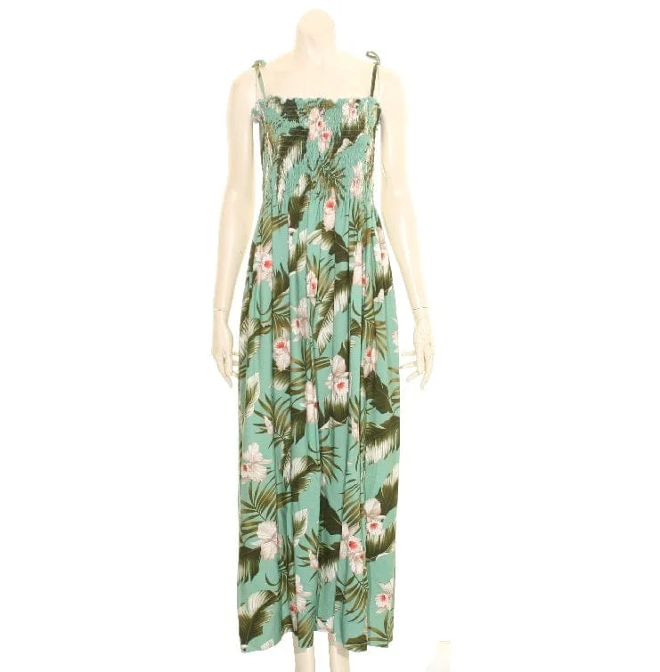 Orchid Floral Long Smock Dress Elegant Long Evening