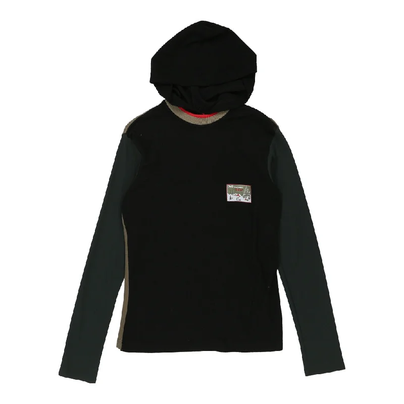 Snow Dolce & Gabbana Hoodie - Small Black Cotton Blend Hoodie with Rhinestones Sparkly Elegant