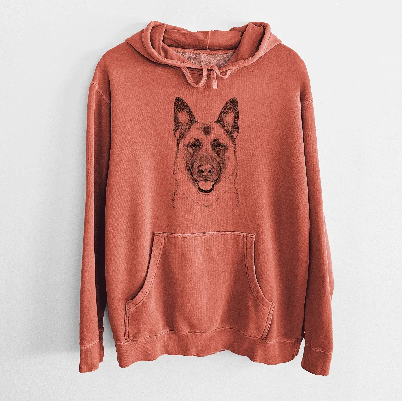 Bare Trooper the German Shepherd - Unisex Pigment Dyed Hoodie Hoodie with Strings Custom Fit Adjustable
