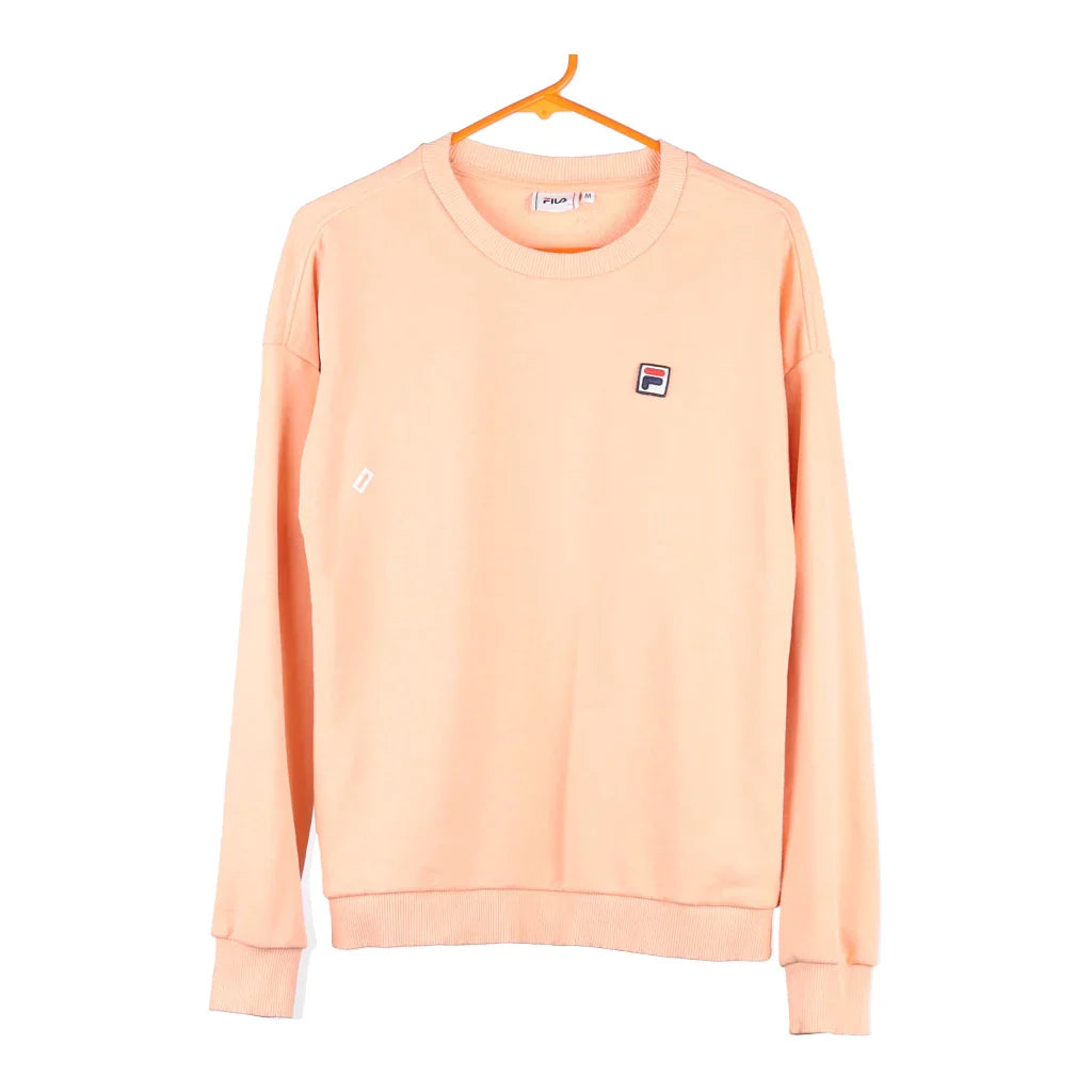 Fila Sweatshirt - Medium Orange Cotton Blend Hoodie with Zipper Placket Modern Functional Fila Sweatshirt - Medium Orange Cotton Blend Hoodie with Zipper Placket Modern Functional