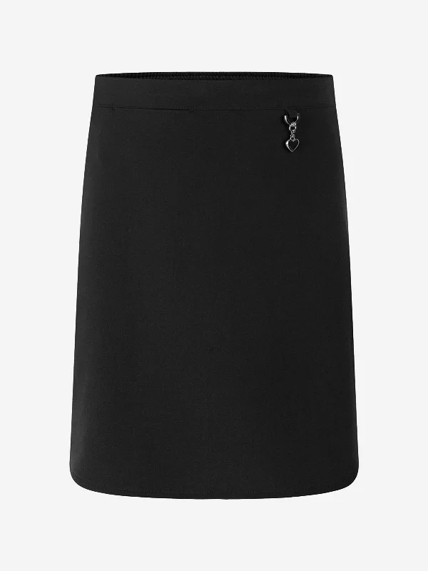 Zeco Girls School Lycra Heart Skirt in Black casual skirt length