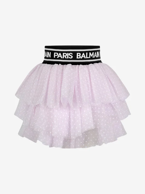 Balmain Girls Spotted Tulle Skirt cashmere skirt rich
