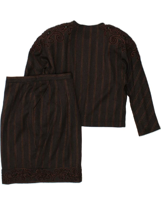 VINTAGE Womens 2 Piece Skirt Set IT 42 Medium W28 Brown Striped Wool cashmere skirt soft