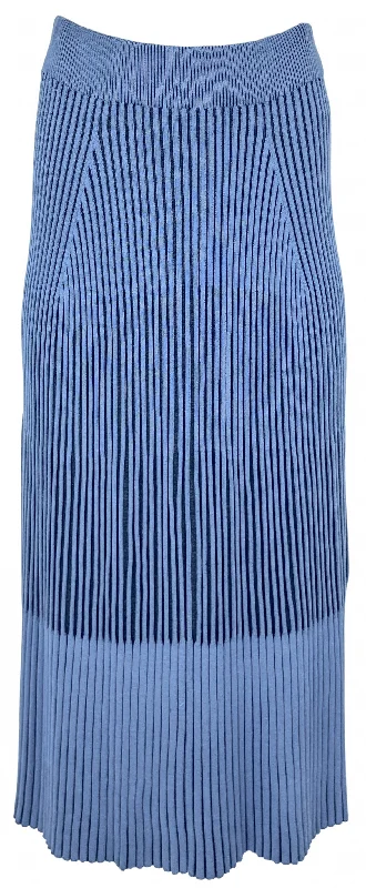 Lafayette 148 Sunburst Ribbed Midi Skirt in Blue Iris Multi relaxed fit skirt