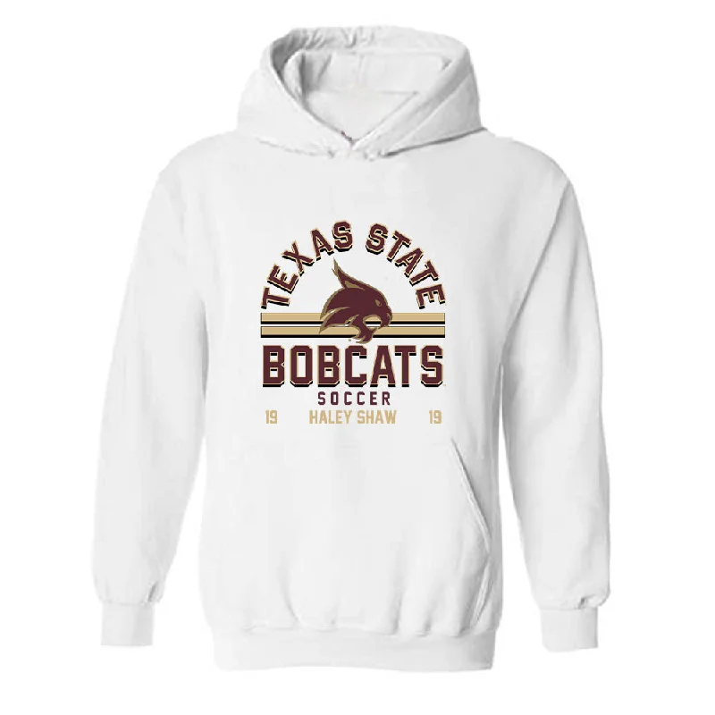 Texas State - NCAA Women's Soccer : Haley Shaw - Classic Fashion Shersey Hooded Sweatshirt Hoodie with Exposed Zipper Edgy Industrial Texas State - NCAA Women's Soccer : Haley Shaw - Classic Fashion Shersey Hooded Sweatshirt Hoodie with Exposed Zipper Edgy Industrial