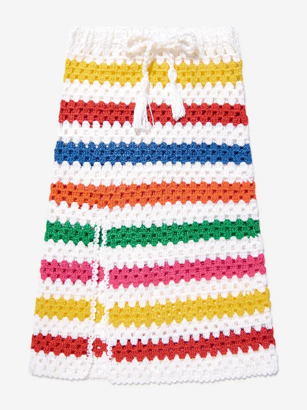 Nessi Byrd Girls Long Crochet Siena Skirt in Multicolour lace skirt intricate
