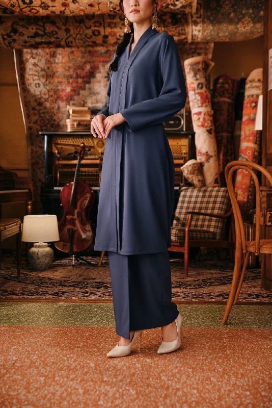 The Akar Kita Women Folded Skirt - England Blue velvet skirt rich