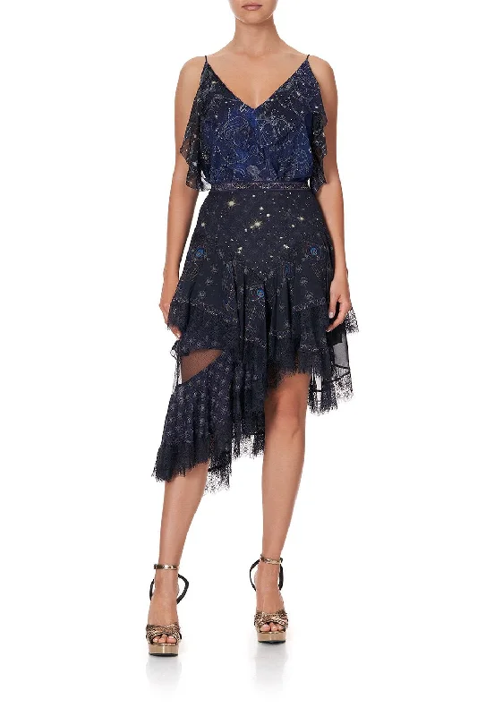 LAYERED ASYMMETRICAL SKIRT ITS A SIGN linen skirt light