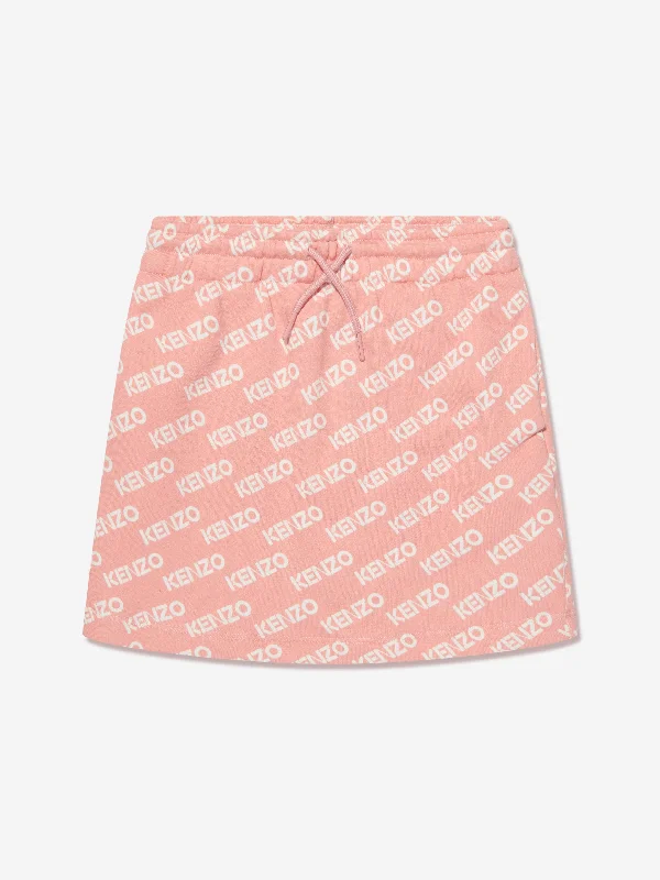 KENZO Girls Fleece Logo Skirt in Pink boho skirt vibe
