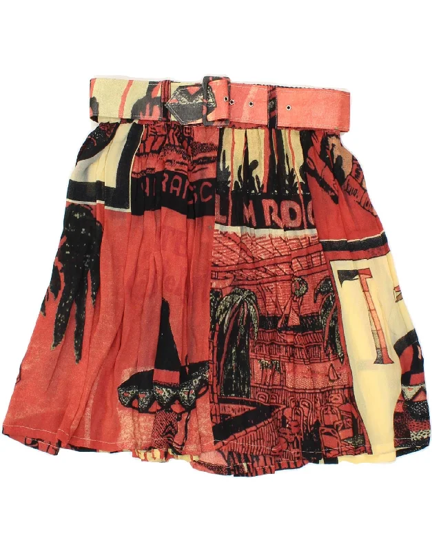 CARTOON Womens A-Line Skirt UK 8 Small W26 Orange Patchwork Viscose floral skirt print CARTOON Womens A-Line Skirt UK 8 Small W26 Orange Patchwork Viscose floral skirt print