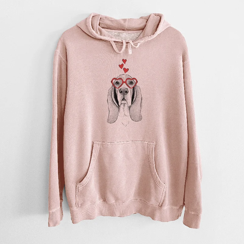 Valentine Buckley the Basset Hound - Unisex Pigment Dyed Hoodie Hoodie with Back Slit Movement Comfort Valentine Buckley the Basset Hound - Unisex Pigment Dyed Hoodie Hoodie with Back Slit Movement Comfort