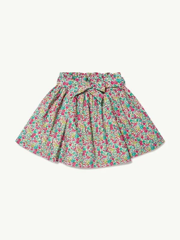 Bonpoint Girls Floral Tuie Skirt in Mint silk skirt sleek
