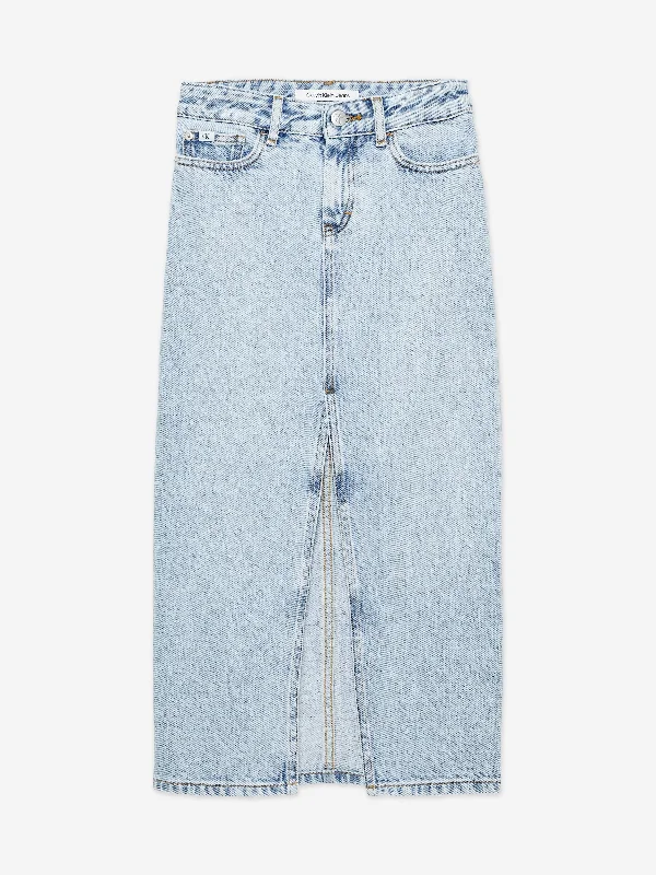 Calvin Klein Girls Denim Maxi Skirt in Blue modal blend skirt