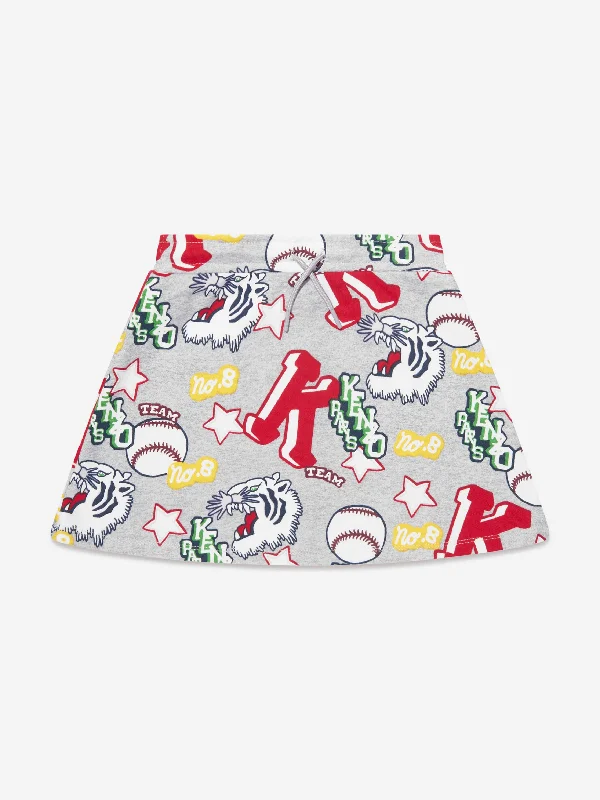 KENZO Girls Kenzo Club Skirt in Grey floral skirt print