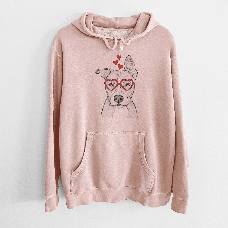 Valentine Kisses the Pitbull - Unisex Pigment Dyed Hoodie Hoodie with Hidden Zipper Minimalist Clean Valentine Kisses the Pitbull - Unisex Pigment Dyed Hoodie Hoodie with Hidden Zipper Minimalist Clean