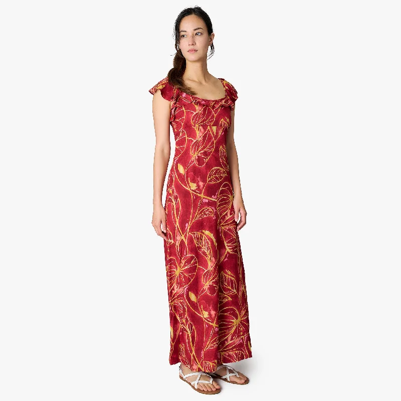 Taro Leaf Empire Dress Crew Neckline Sporty