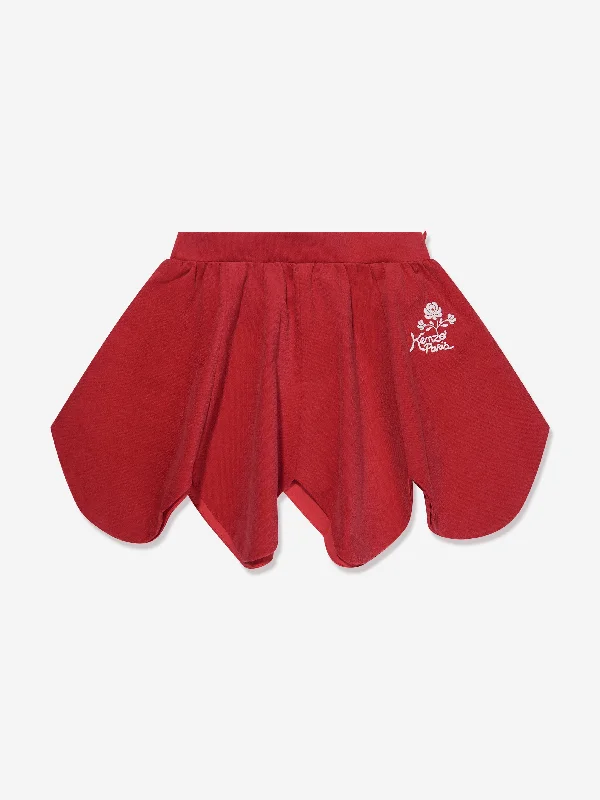 KENZO Girls Palatine Velvet Skirt in Red lace skirt romantic