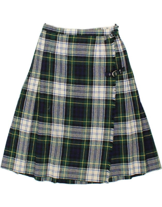VINTAGE Womens High Waist Wrap Skirt IT 46 Large W26  Green Check denim skirt durable