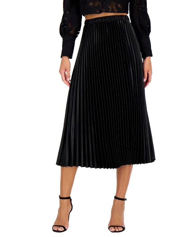 Petite Pull-On Pleated Satin-Crepe Skirt casual skirt length