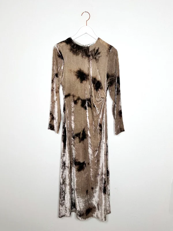 Pomandère - Dyed Velvet Dress - Marble Tunics Leisure comfortable