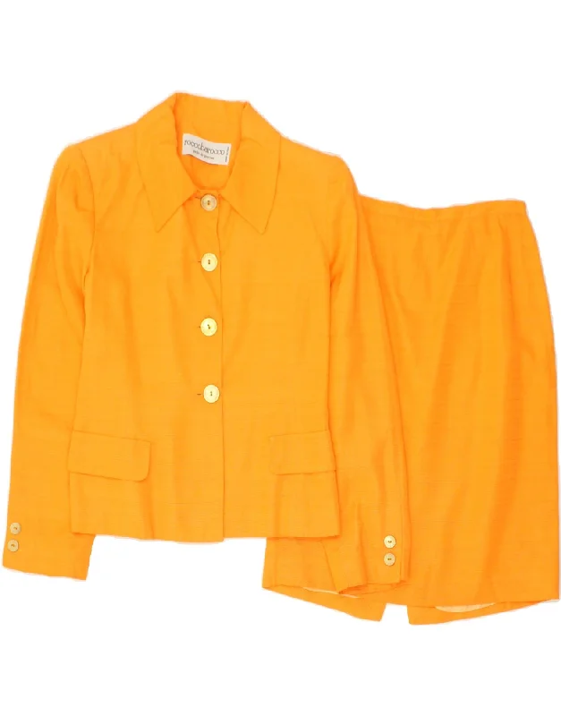 ROCCOBAROCCO Womens 4 Button 2 Piece Skirt Set UK 12 Medium W24 Orange low waist skirt
