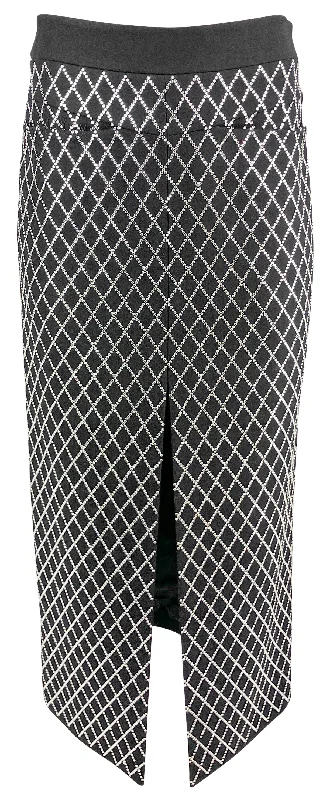 Khaite Lattice Embellished Midi Skirt in Black summer skirt style