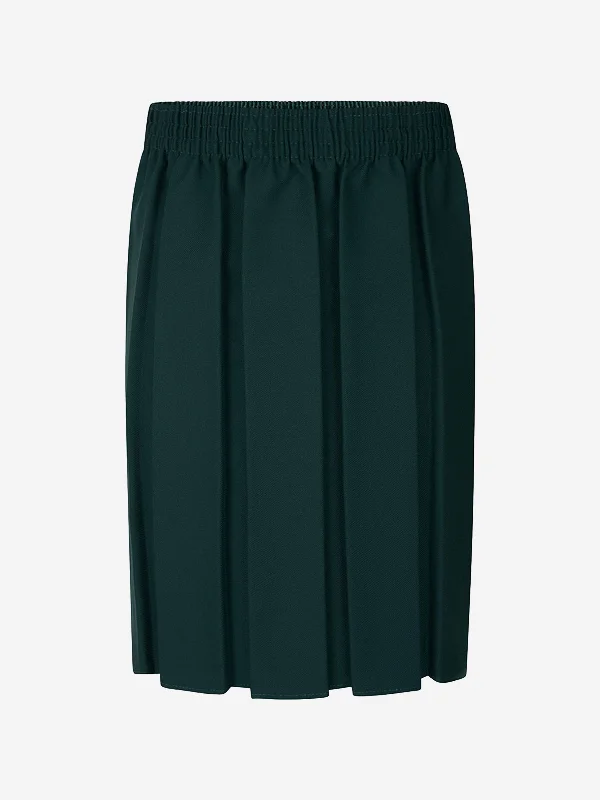 Zeco Girls School Box Pleat Skirt in Green denim skirt fashionable