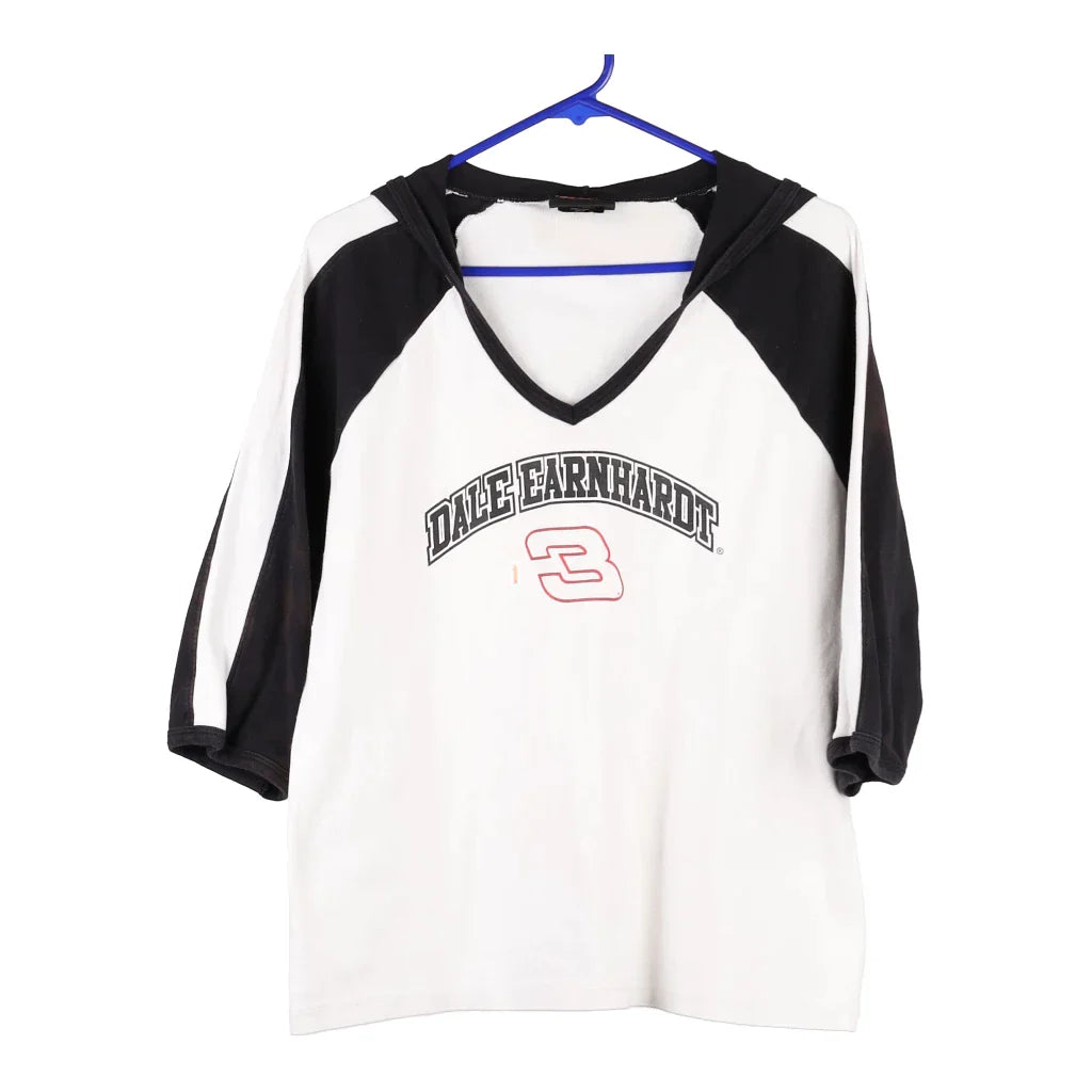 Dale Earnhardt 3 Chase Authentics Nascar Hoodie - Large White Cotton Blend Hoodie with Hem Raw Edge Edgy Unfinished Dale Earnhardt 3 Chase Authentics Nascar Hoodie - Large White Cotton Blend Hoodie with Hem Raw Edge Edgy Unfinished