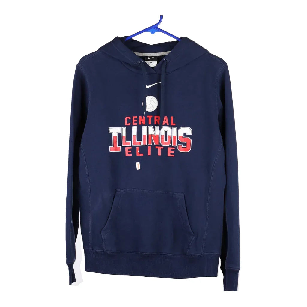 Central Illinois Elite Nike Hoodie - Medium Navy Cotton Blend Hoodie with Side Slits Relaxed Casual Central Illinois Elite Nike Hoodie - Medium Navy Cotton Blend Hoodie with Side Slits Relaxed Casual