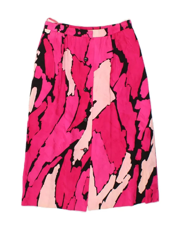 VINTAGE Womens Abstract Pattern A-Line Skirt W22 2XS Pink midi skirt versatile