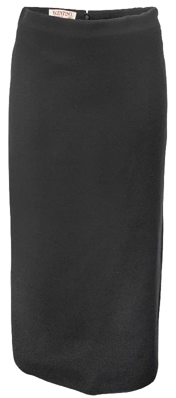 Valentino Crepe Couture Midi Skirt in Black velvet skirt plush