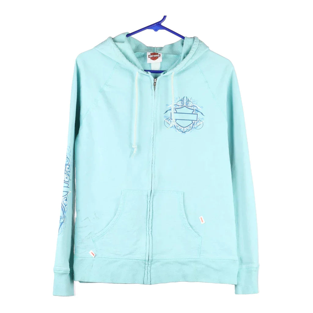 North Canton, Ohio Harley Davidson Hoodie - Large Blue Cotton Blend Hoodie with Stripes Bold Sporty North Canton, Ohio Harley Davidson Hoodie - Large Blue Cotton Blend Hoodie with Stripes Bold Sporty