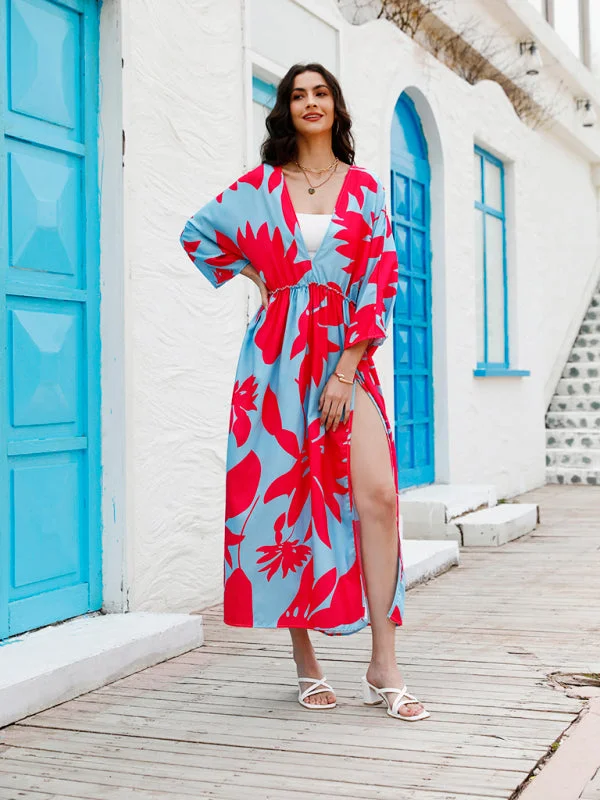 Temperament Holiday High Waist Fashion Print Dress Tunics Yoga stretchy