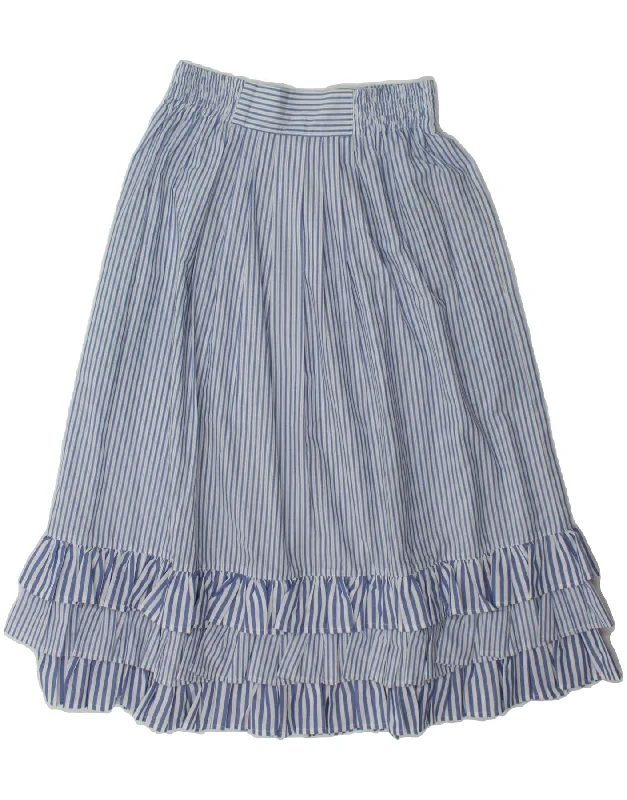 VINTAGE Womens A-Line Skirt W30 Medium Blue Pinstripe Cotton velvet skirt luxury