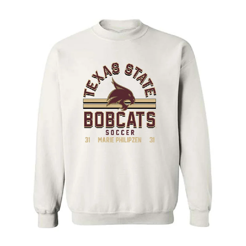 Texas State - NCAA Women's Soccer : Marie Philipzen - Classic Fashion Shersey Crewneck Sweatshirt Hoodie with Tied Waist Feminine Flattering Texas State - NCAA Women's Soccer : Marie Philipzen - Classic Fashion Shersey Crewneck Sweatshirt Hoodie with Tied Waist Feminine Flattering