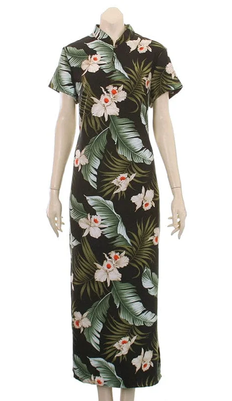 Orchid Mandarin Long Dress Tunics Trendy modern