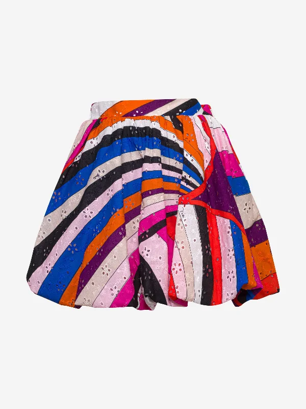 Pucci Girls Iride Woven Skirt in Multicolour velvet skirt luxury