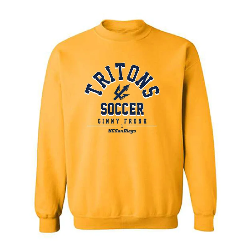 UCSD - NCAA Women's Soccer : Ginny Fronk - Classic Fashion Shersey Crewneck Sweatshirt Hoodie with Front Slit Layering Stylish UCSD - NCAA Women's Soccer : Ginny Fronk - Classic Fashion Shersey Crewneck Sweatshirt Hoodie with Front Slit Layering Stylish
