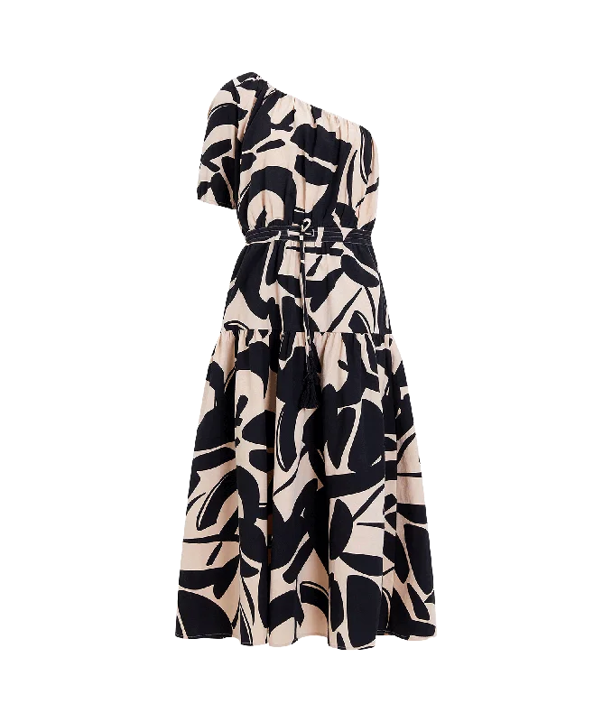 Kalahari One Sleeve Dress - Black Tunics Vintage classic