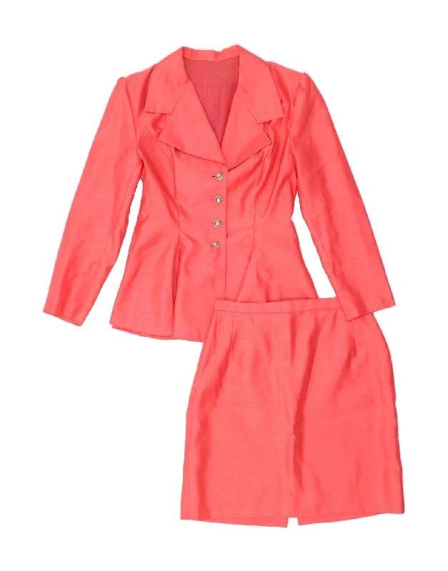 VINTAGE Womens 4 Button 2 Piece Skirt Set UK 12 Medium W29 Pink silk skirt luxurious VINTAGE Womens 4 Button 2 Piece Skirt Set UK 12 Medium W29 Pink silk skirt luxurious
