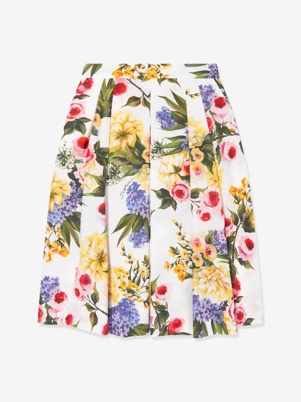 Dolce & Gabbana Girls Flower Print Skirt in Multicolour denim skirt durable