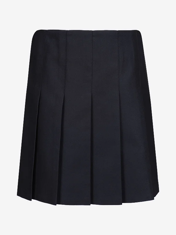 Zeco Girls School Junior Stitch Down Pleat Skirt in Navy lace skirt romantic