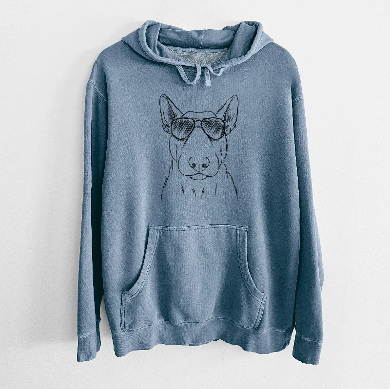 Aviator Jett the Bull Terrier - Unisex Pigment Dyed Hoodie Hoodie with Pattern Geometric Abstract Aviator Jett the Bull Terrier - Unisex Pigment Dyed Hoodie Hoodie with Pattern Geometric Abstract