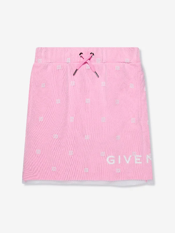 Givenchy Girls 4G Logo Mesh Skirt in Pink denim skirt classic