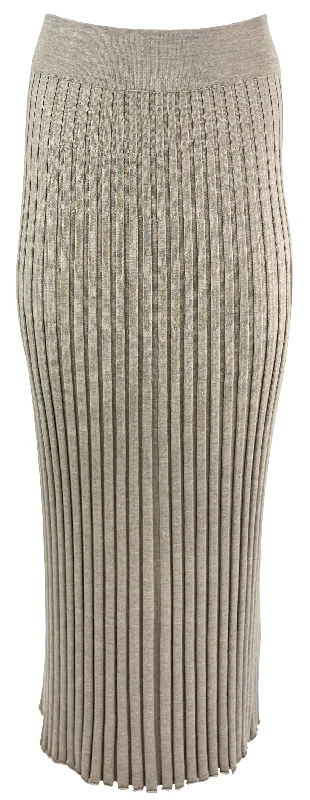 Gabriela Hearst Ribbed Midi Skirt in Oatmeal denim skirt classic