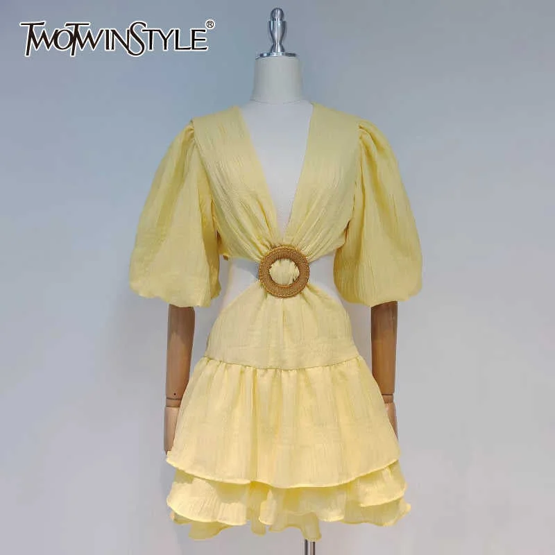 Half Sleeve Dress Square Neckline Feminine